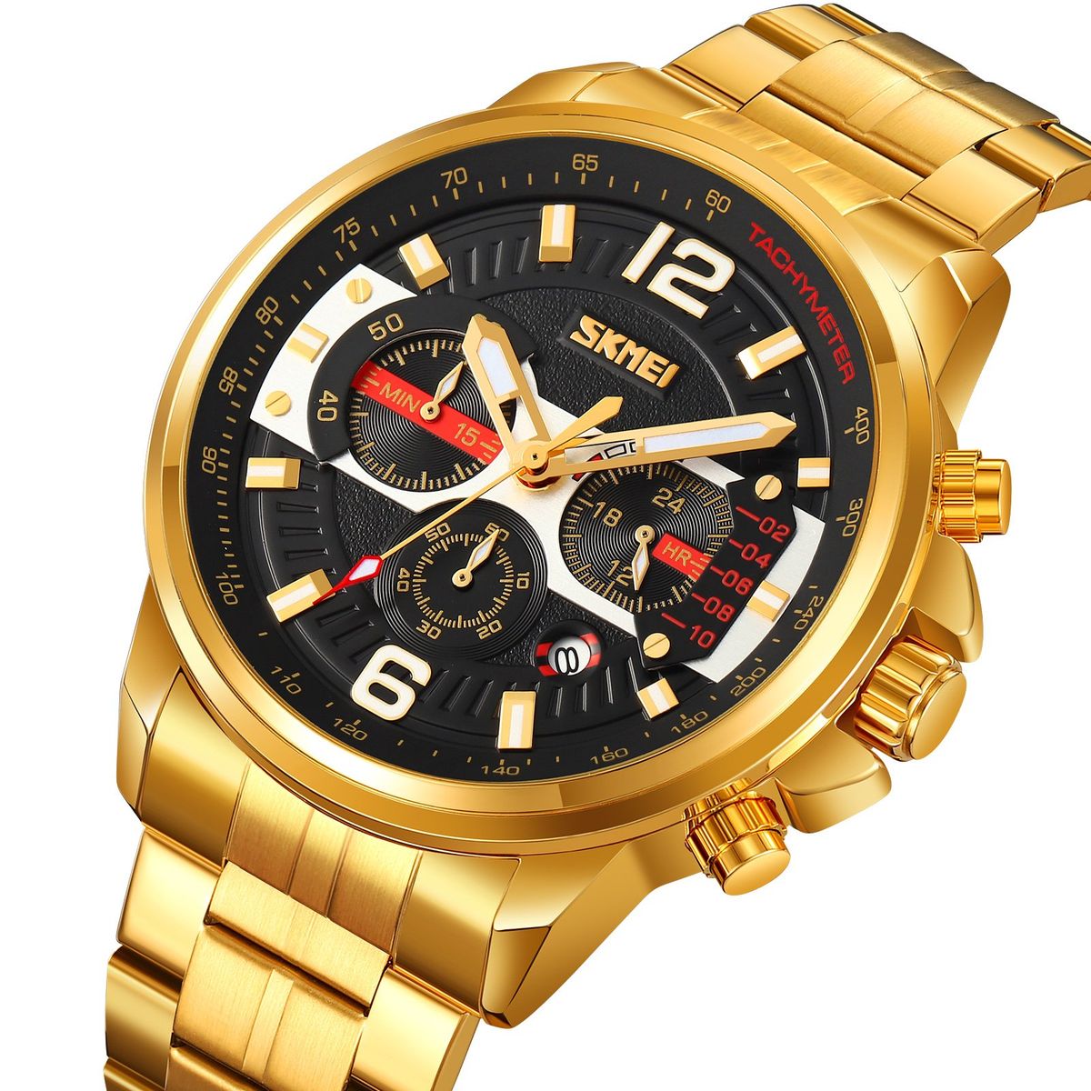 SKMEI - Reloj Skmei 9332 DORADO fondo negro fecha analógo cronómetro