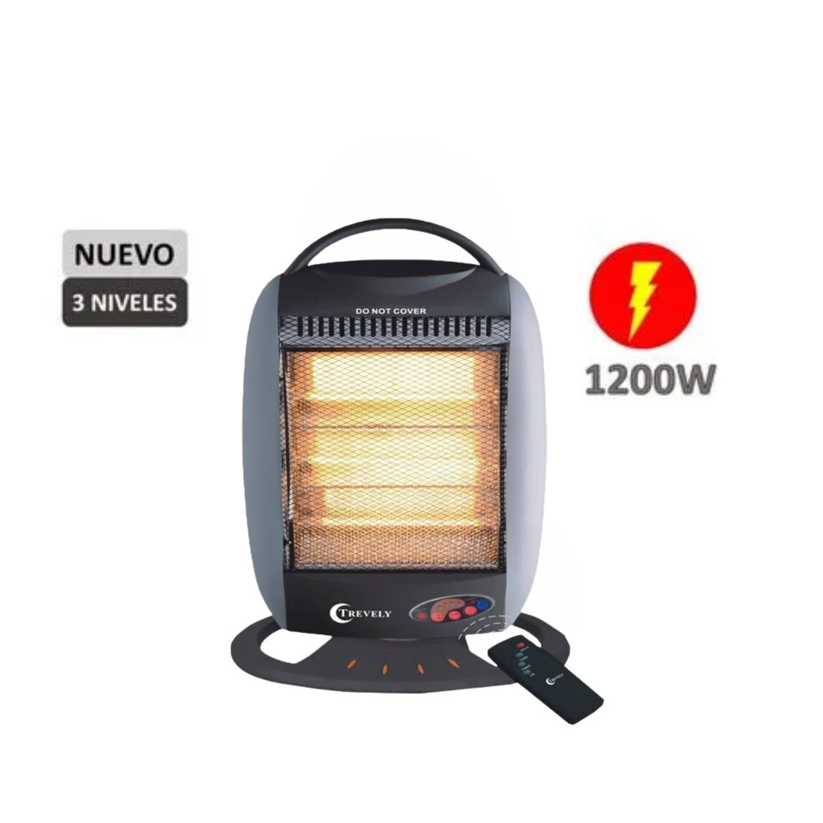 TREVELY - Calefactor Eléctrico Halógeno Control TCH-030 Con control remoto