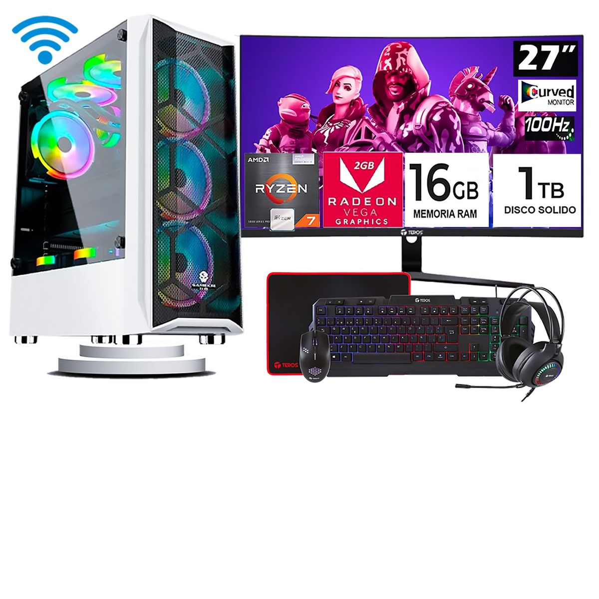 XPG - Computadora ryzen 7 5700g ram 16gb ssd 1TB monitor 27 full hd