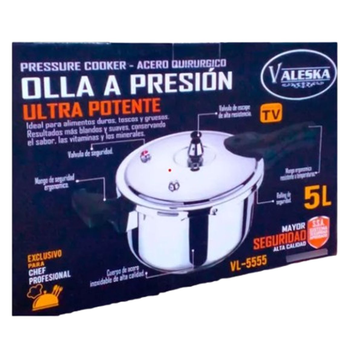 VALESKA - OLLA  A  PRESION ULTRA POTENTE 5 L. VALESKA