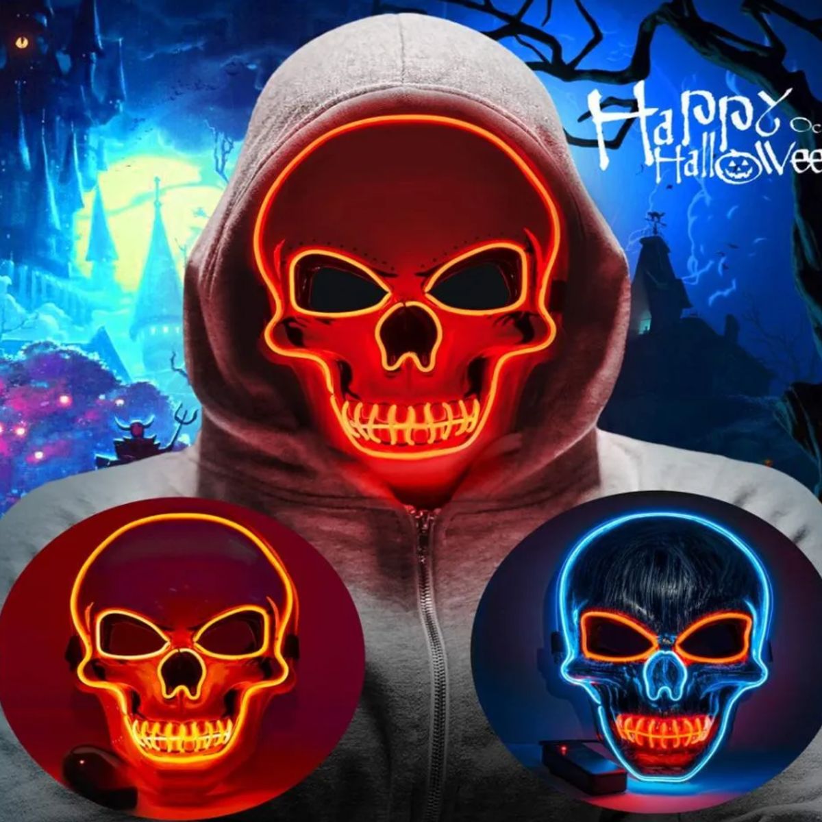 GENERICO - MASCARA CALAVERA LED HALLOWEEN