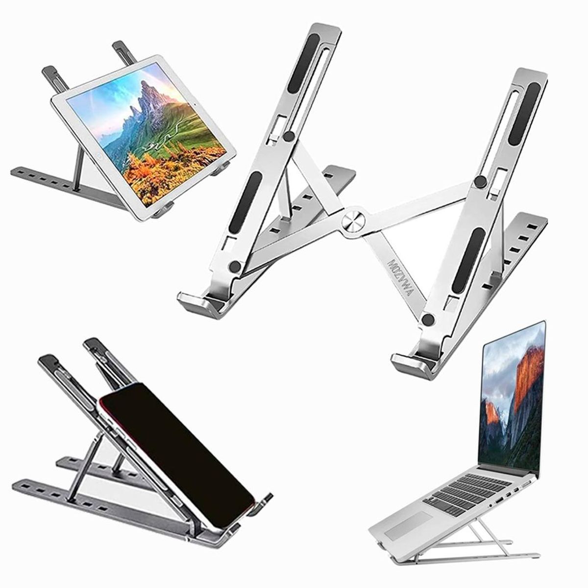 OEM - Soporte Aluminio Plegable Para Laptop Color Plateado