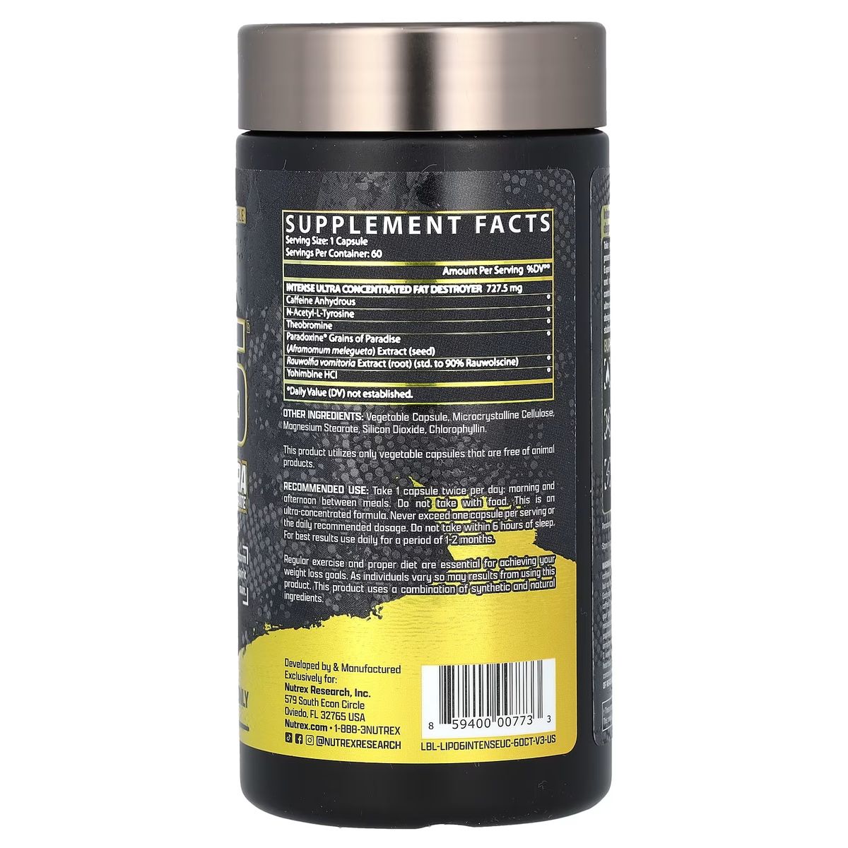 NUTREX RESEARCH - Quemador Nutrex Lipo 6 Black Intense Ultra Concentrate 60 caps