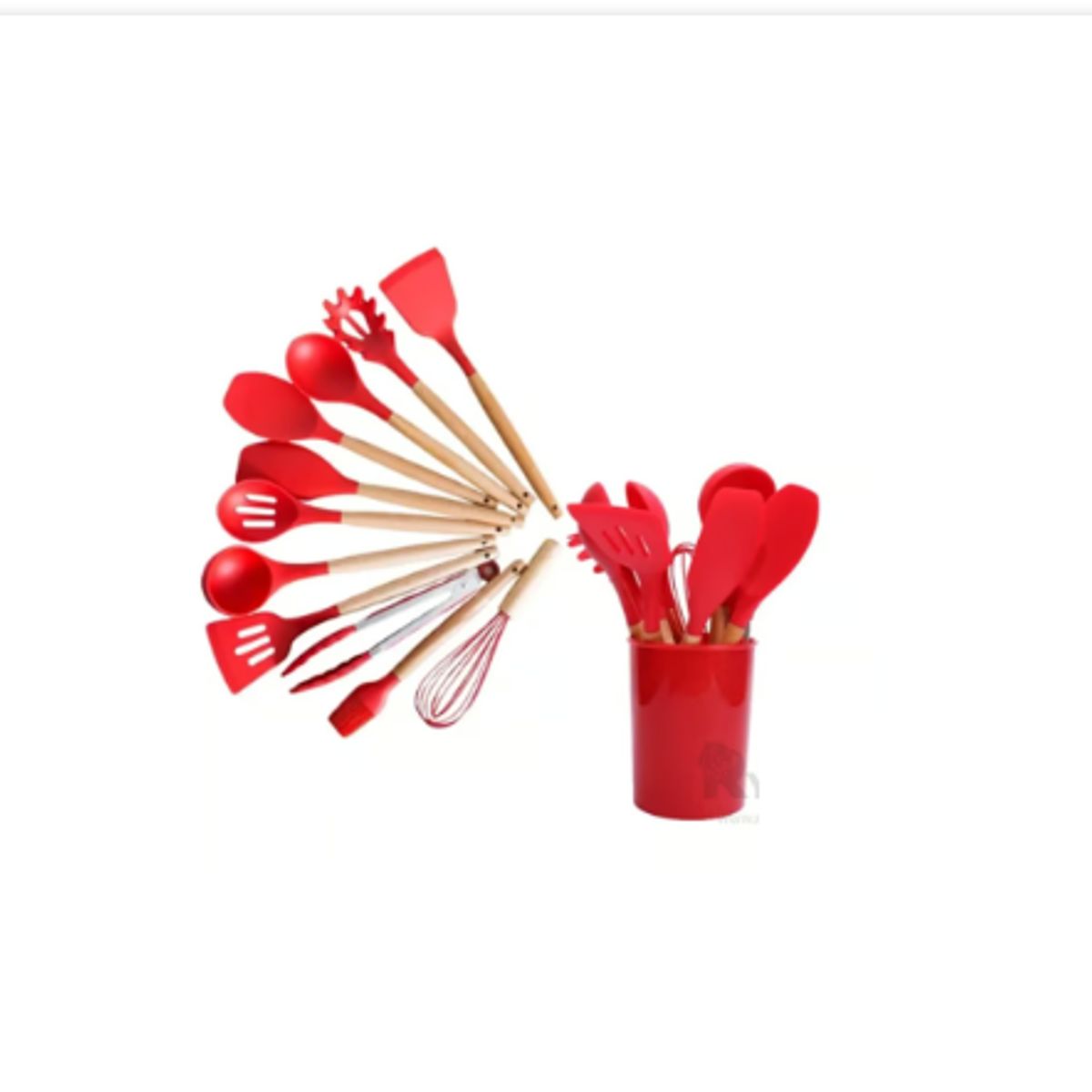 GENERICO - SET DE UTENSILIOS DE SILICIONA - ROJO