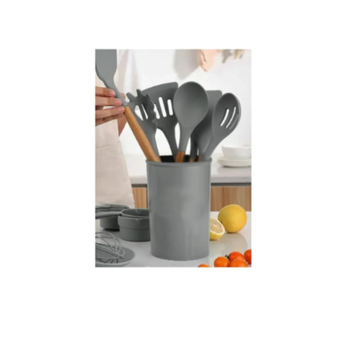 GENERICO - SET DE UTENSILIOS DE SILICIONA - PLOMO