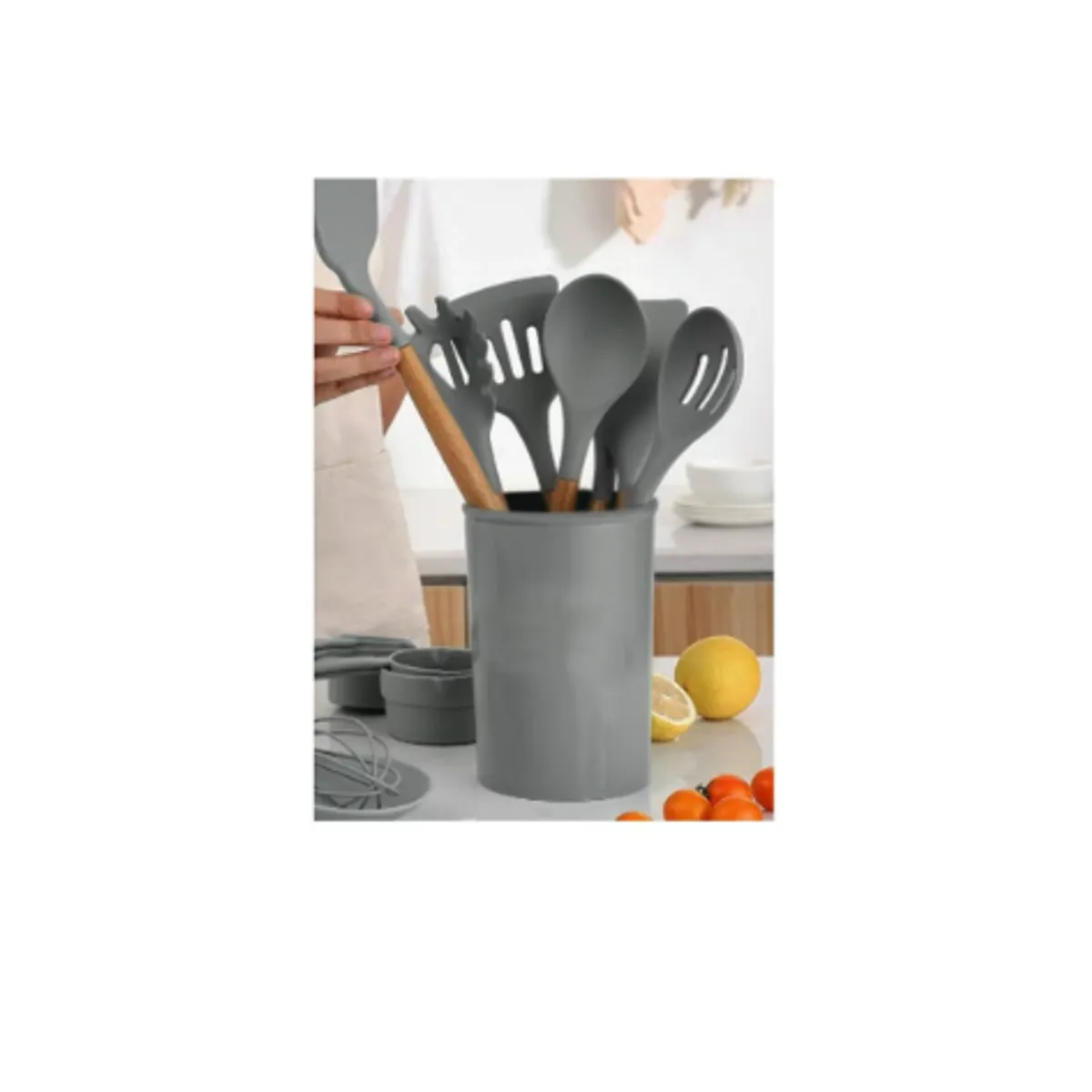 GENERICO - SET DE UTENSILIOS DE SILICIONA - PLOMO