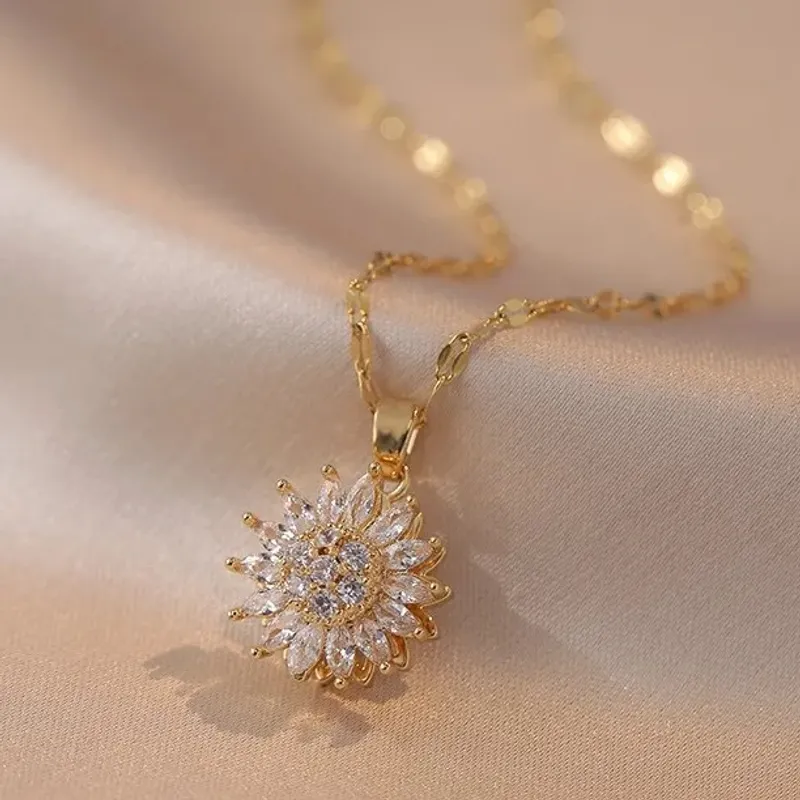 GENERICO - Collar Girasol Antiestres Giratorio Dorado Dama Regalo Especial