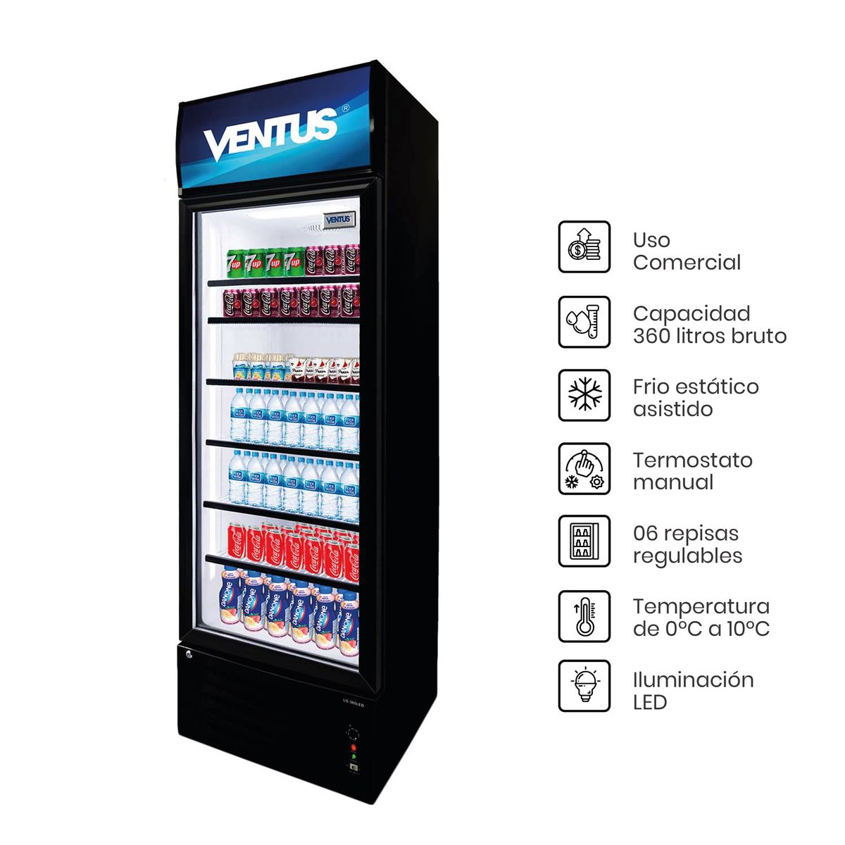 VENTUS - Visicooler de 1 Puerta de 360 Litros - VENTUS