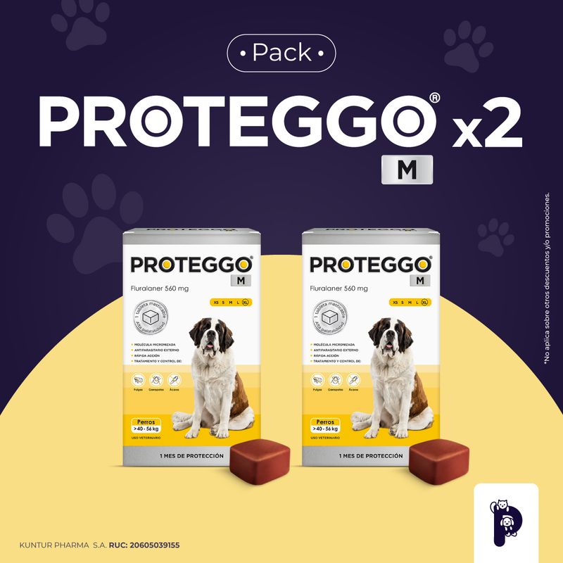 PROTEGGO - ANTIPULGAS PARA PERROS PROTEGGO M DE >40 – 56 kg - PACK X 2