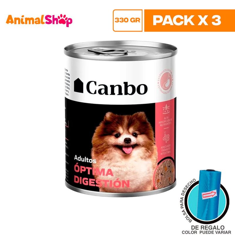 CANBO - Canbo Pate Perro Adulto Optima Digestion Lta 330Gr X 3 Un