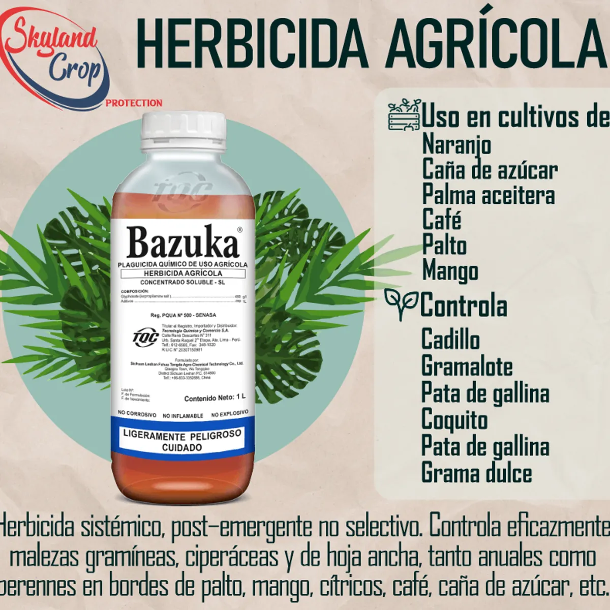 GENERICO - BAZUKA 480g  1L  HERBICIDA AGRÍCOLA