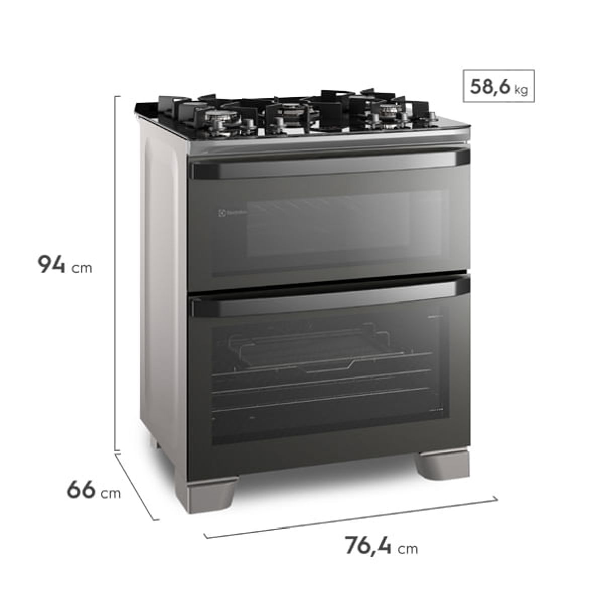 ELECTROLUX - Cocina Electrolux  con doble Horno de 5 Quemadores con Triple Llama 76Cm FE5AD