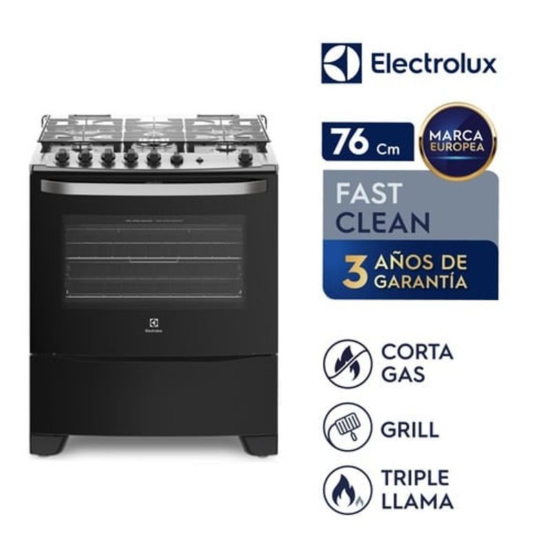 ELECTROLUX - Cocina Electrolux Freestanding a Gas con 5 quemadores de triple llama  76USM
