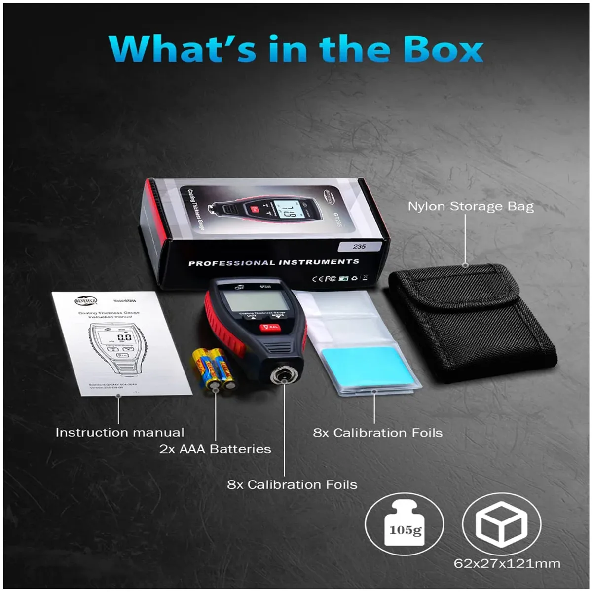 BENETECH - Medidor Profesional de Espesor de Pintura - BENETECH GT235