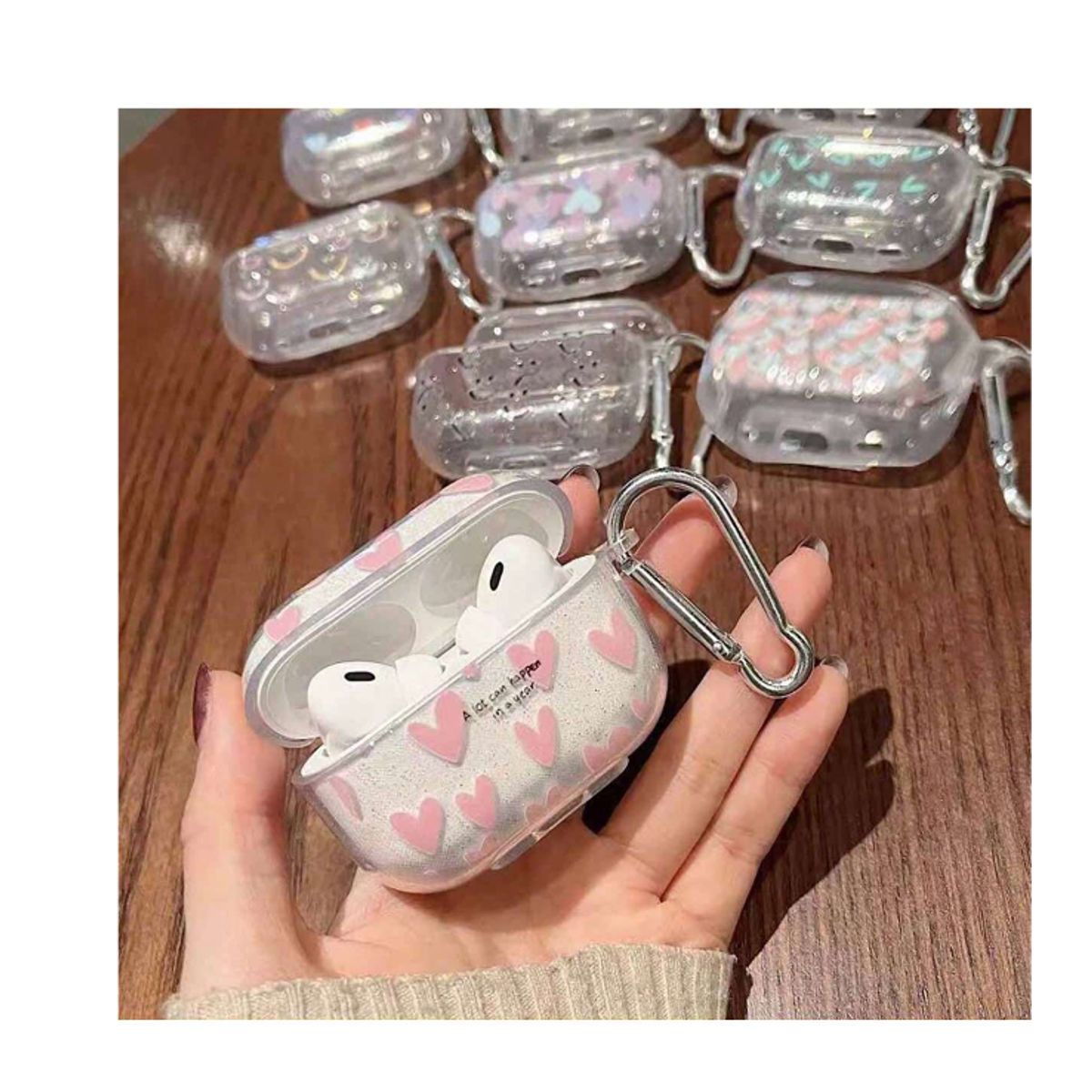 GENERICO - CASE PARA AIRPODS 3 GEN DE CORAZON ROSA BRILLANTE