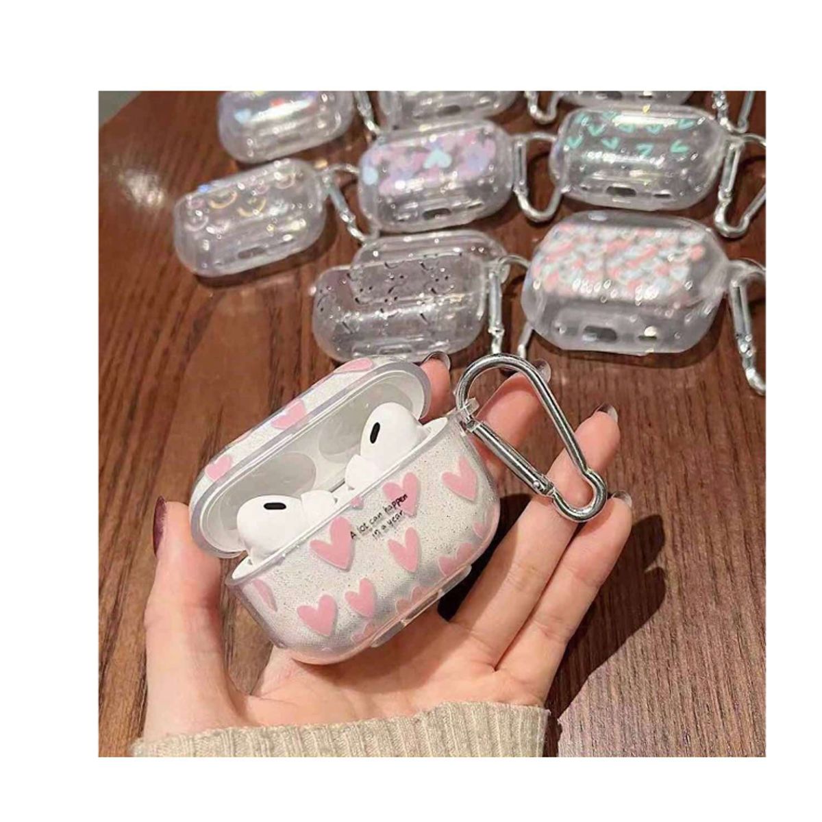 GENERICO - CASE PARA AIRPODS 3 GEN DE CORAZON ROSA BRILLANTE