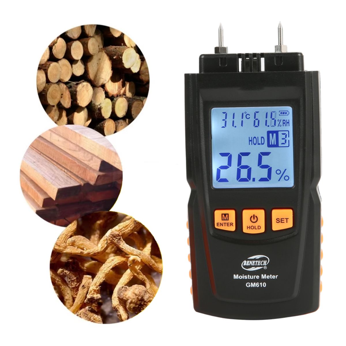 BENETECH - Medidor Digital de Humedad de Madera - BENETECH GM610