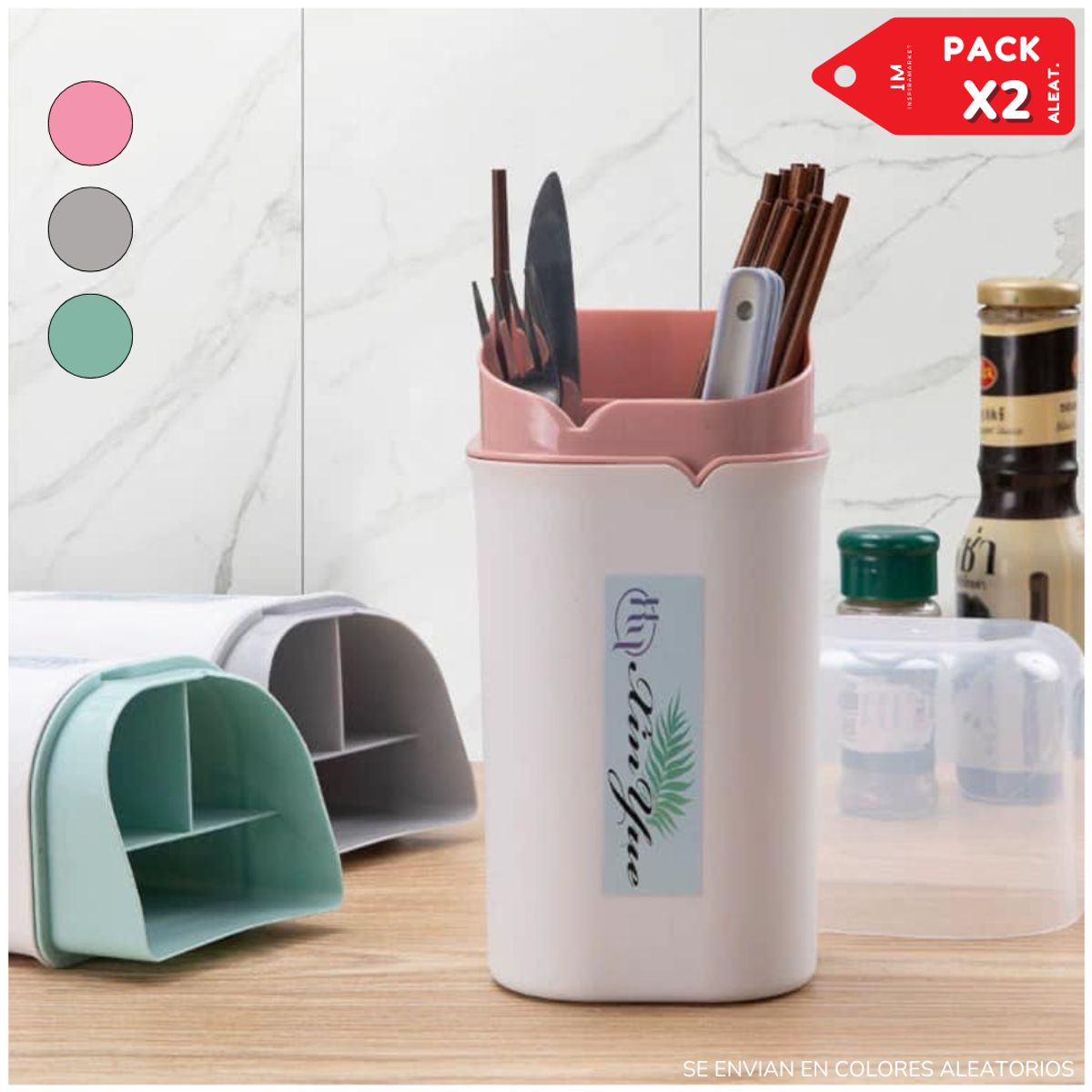 INSPIRA MARKET - Organizador de cubiertos de cocina porta cubiertos