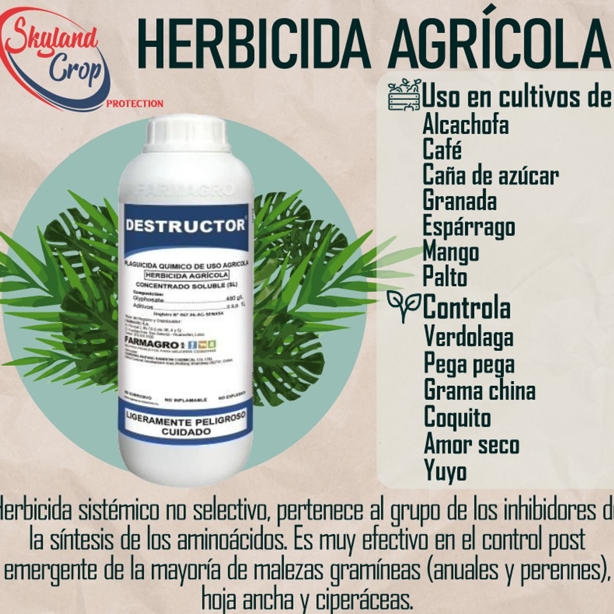 GENERICO - DESTRUCTOR 480 1L HERBICIDA  AGRÍCOLA