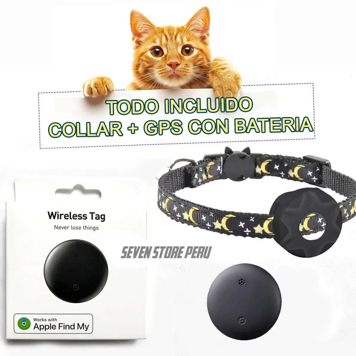 AIPHONE - Collar para gato con GPS con batería incluida para Iphone