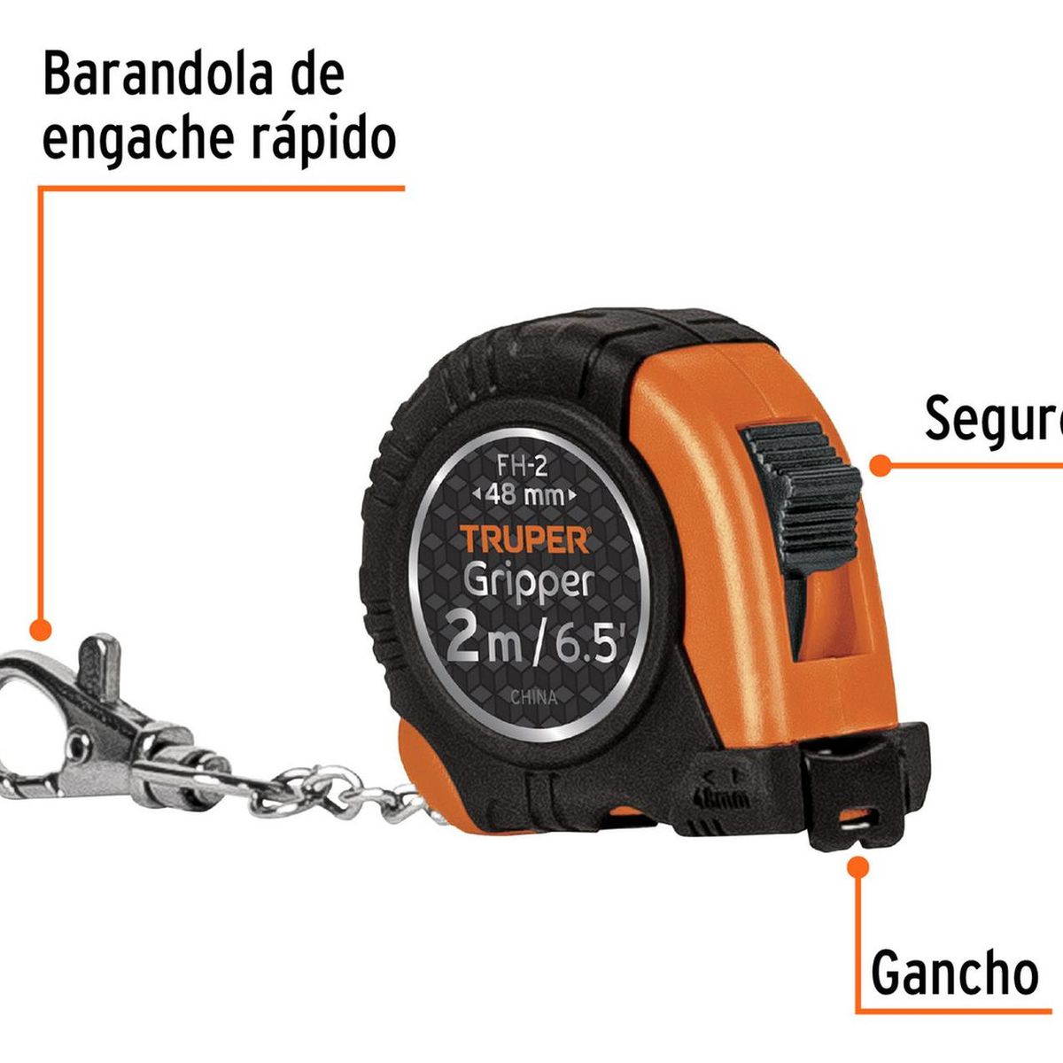 TRUPER - Llavero wincha gripper 2 metros truper