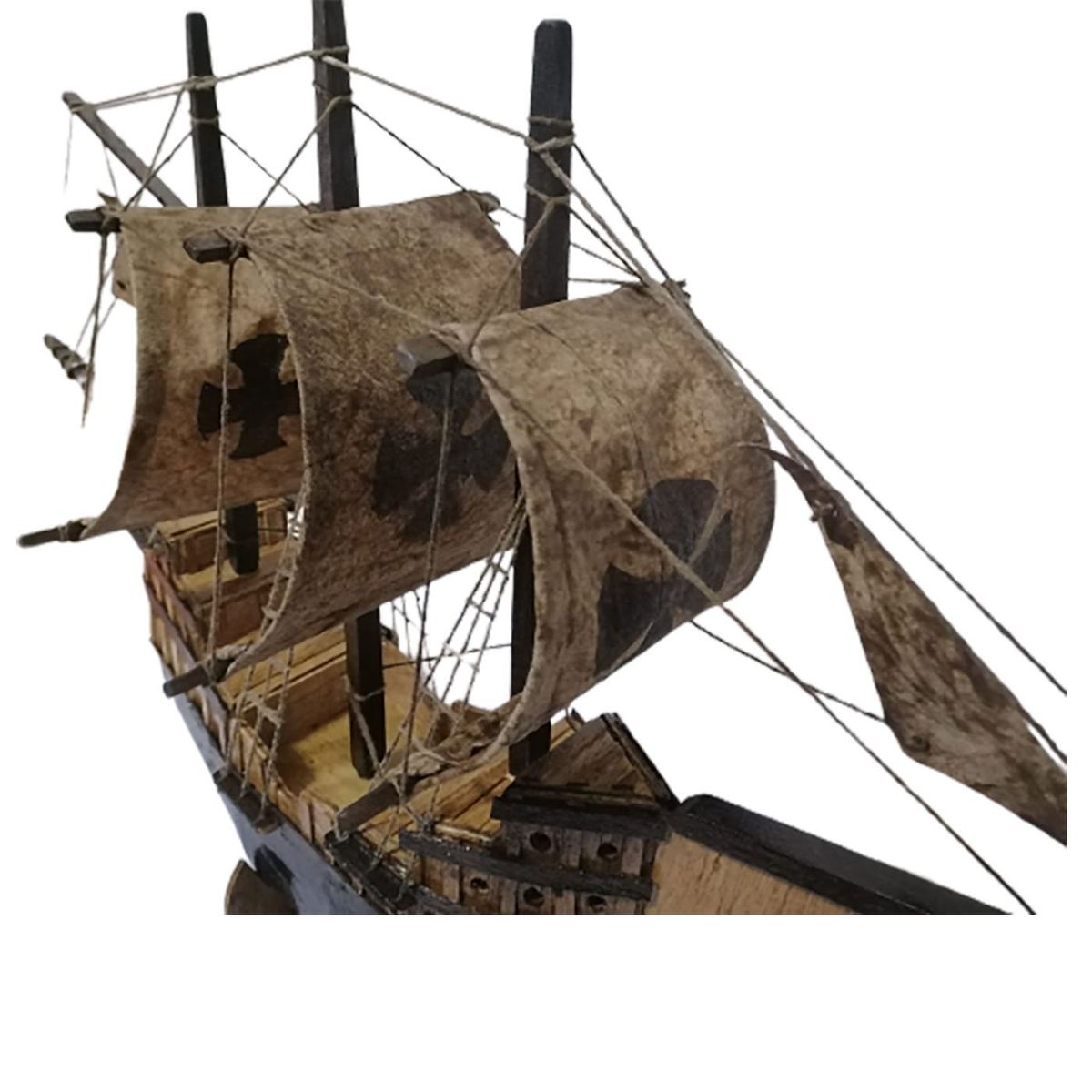 GENERICO - Barco de madera decorativo con velas Marron