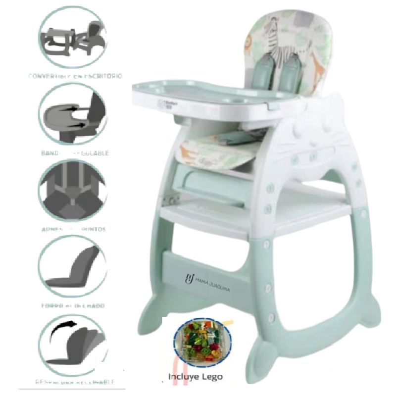 CONFORT - Silla De Comer Escritorio GATITO DELUXE 3 en 1 + Lego