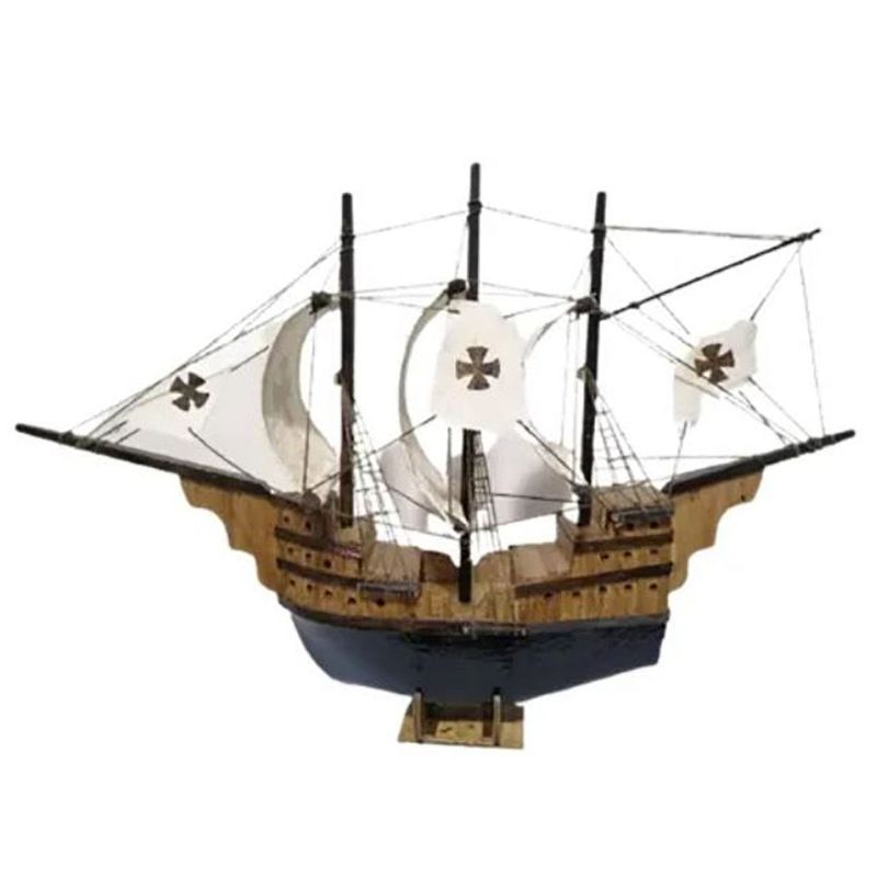 GENERICO - Barco de madera decorativo con velas Blancas