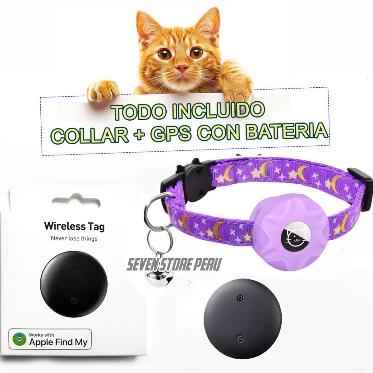 AIPHONE - Collar para gato con GPS con batería incluida para Iphone