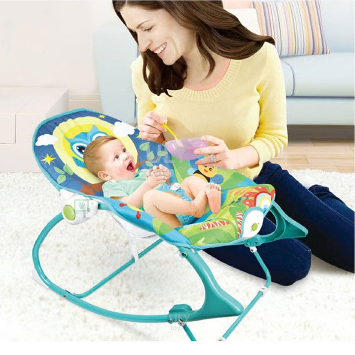 GENERICO - Silla Mecedora Vibradora Musical Rocker Búho