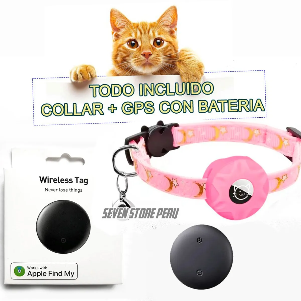 AIPHONE - Collar para gato con GPS con batería incluida para Iphone