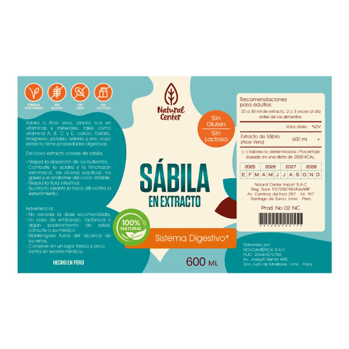 GENERICO - Extracto de Sábila - 600 ml NC