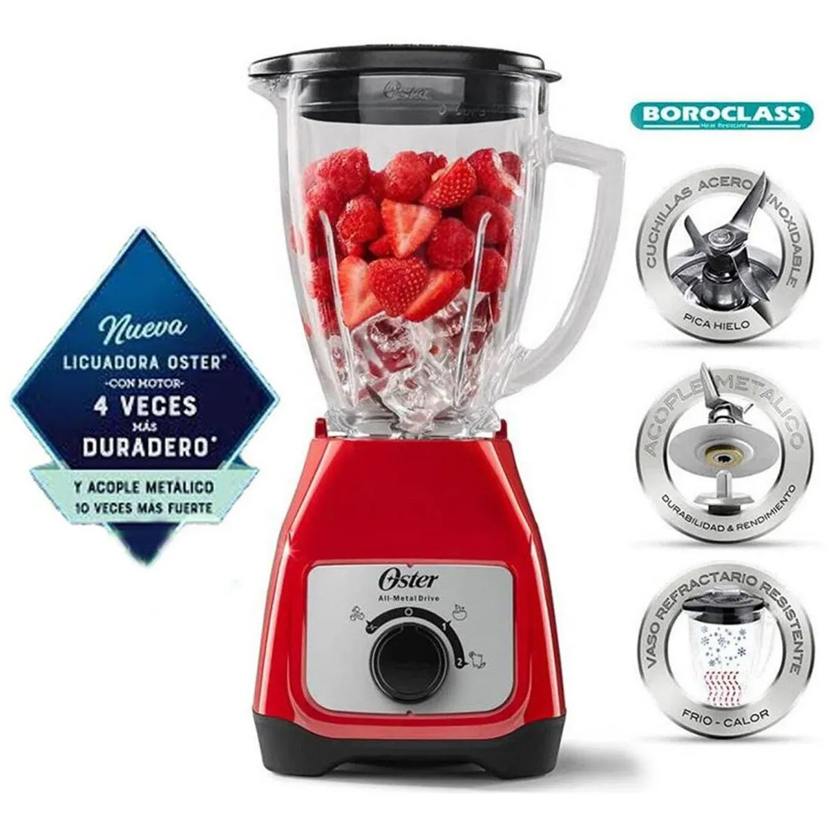 OSTER - Licuadora 2V Tritura Hielo + Olla Arrocera 1.8 Lt