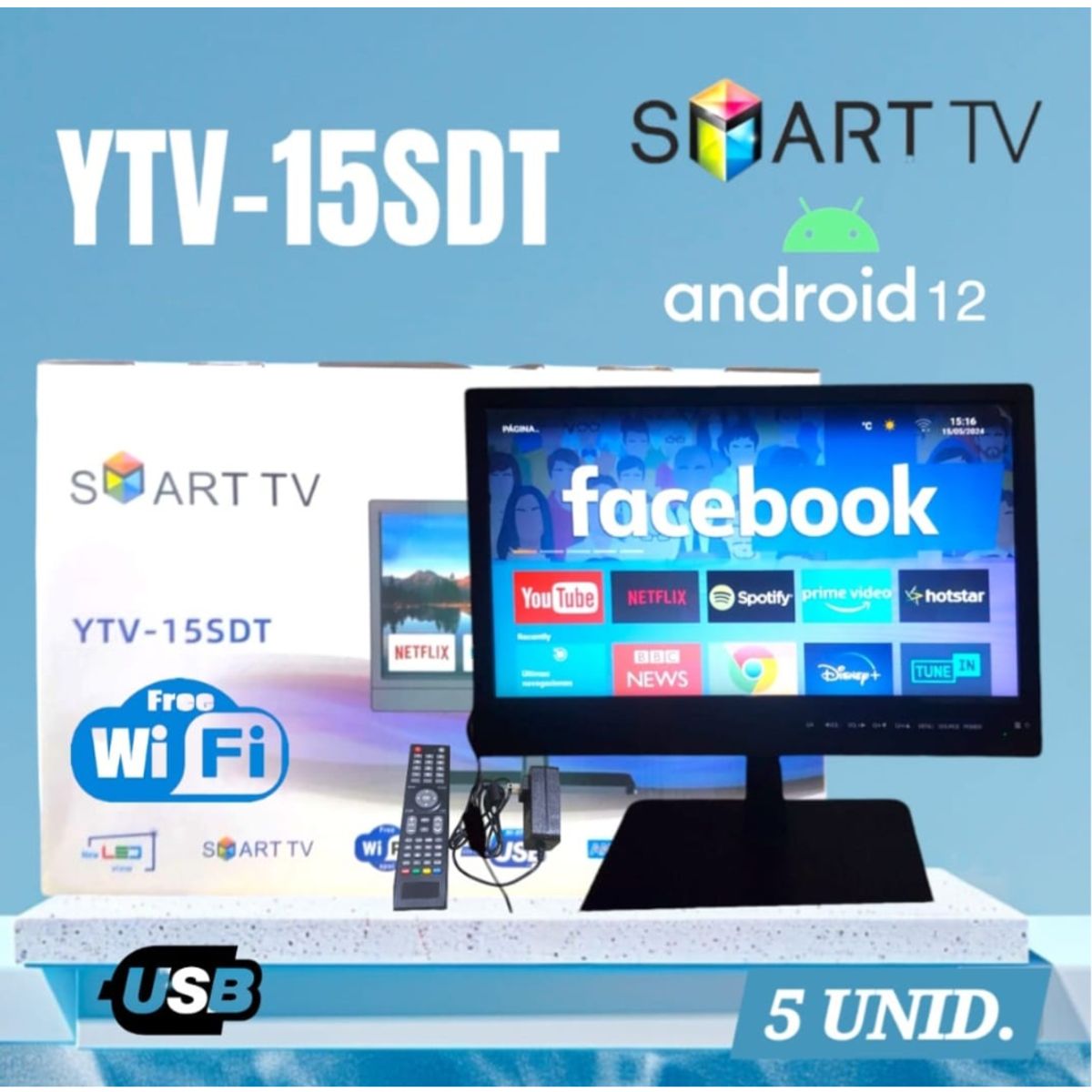 GENERICO - Televisor Yuntel YTV-15SDT Smart Tv Led 15 Wifi Android 12