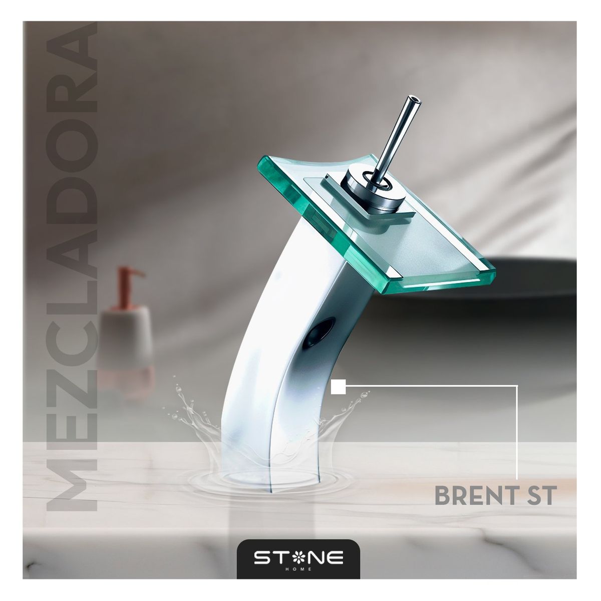 STONE - COMBO AMALIA BLANCO + MEZCLADORA BRENT ST + DESAGÜE POP UP CROMADO