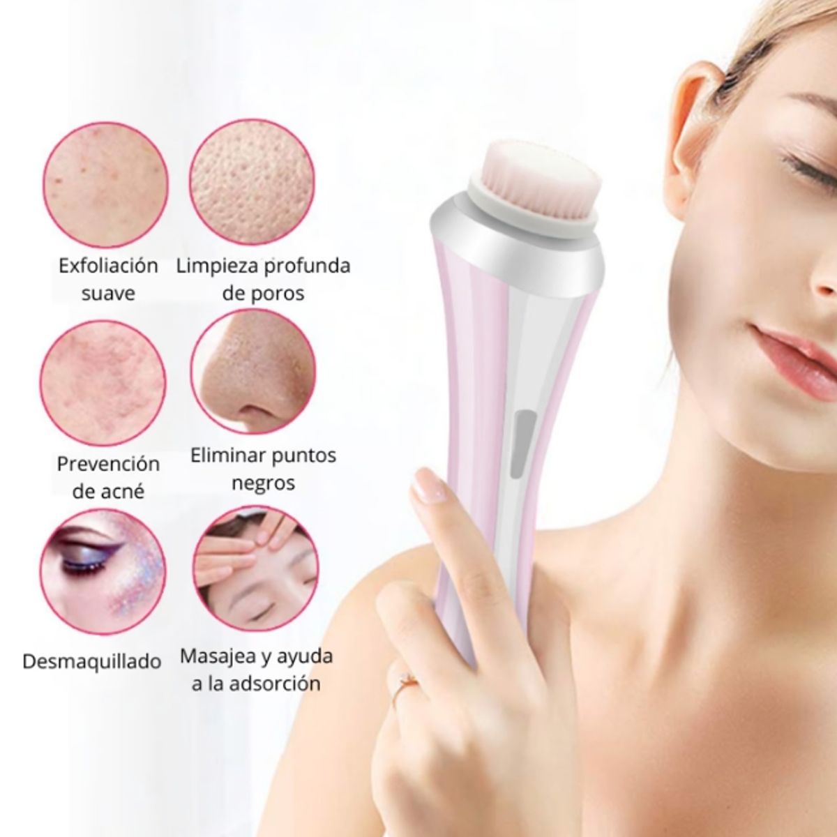 GENERICO - Cepillo Limpiador Facial Eléctrico 4 en 1 Cepillo Exfoliant