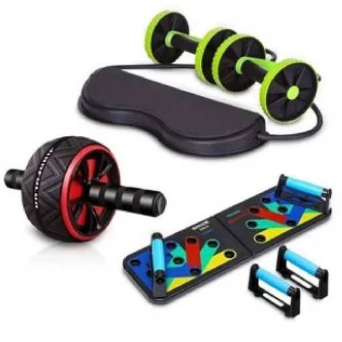 GENERICO - Combo rueda abdominal plancha push up dinámica