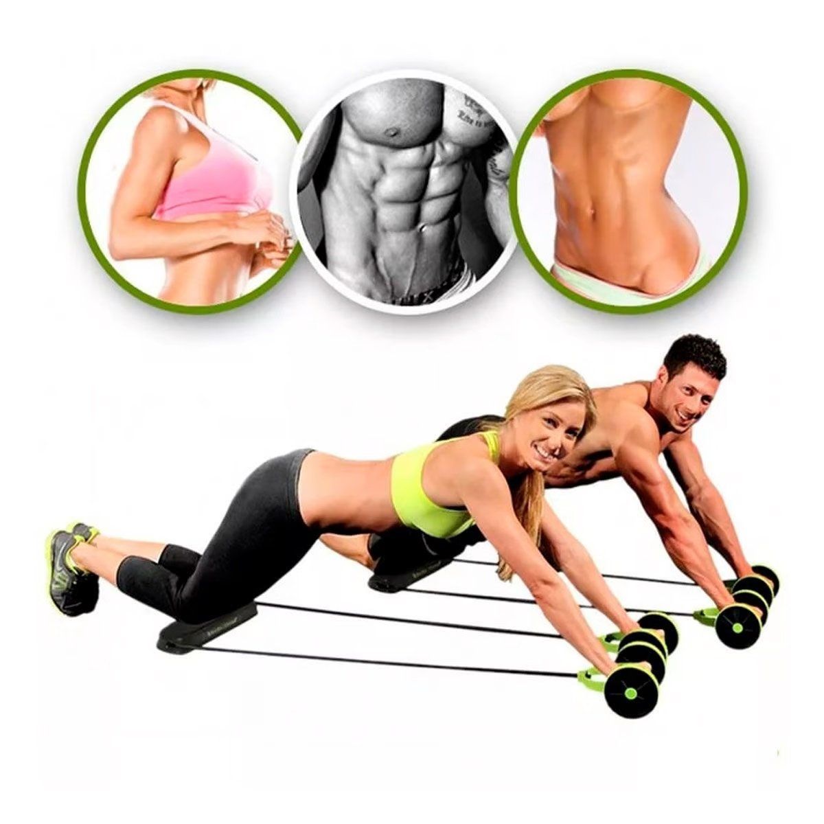 GENERICO - Combo rueda abdominal plancha push up dinámica