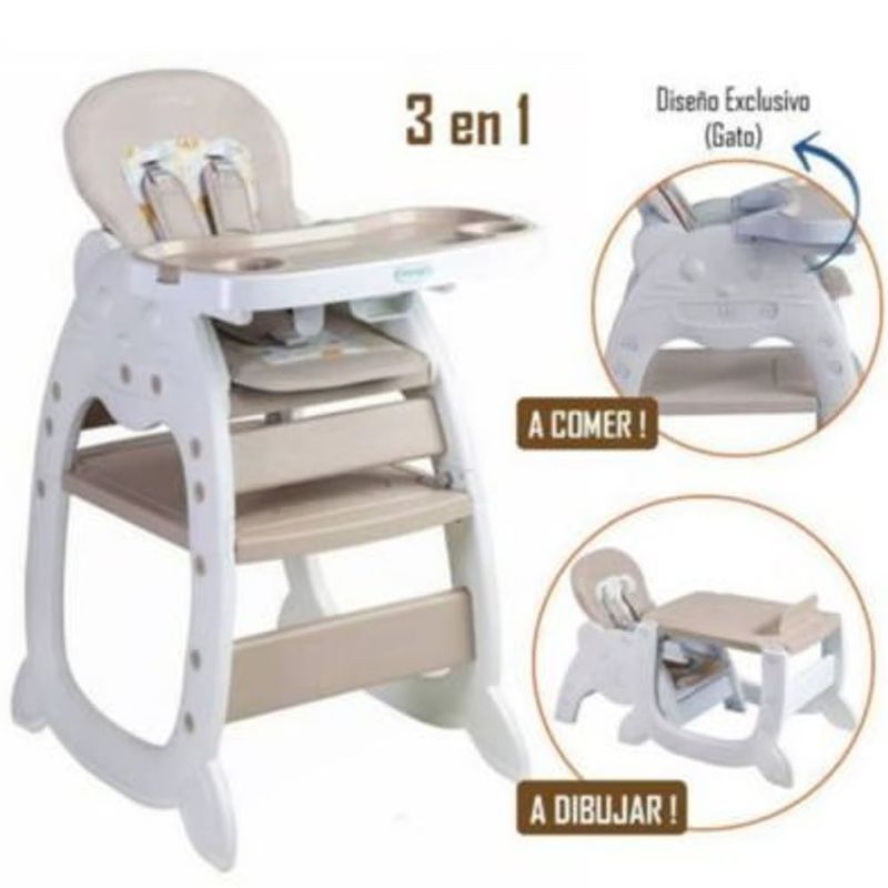 VOYAGE - Silla de Comer Gato 3 en 1 Beige