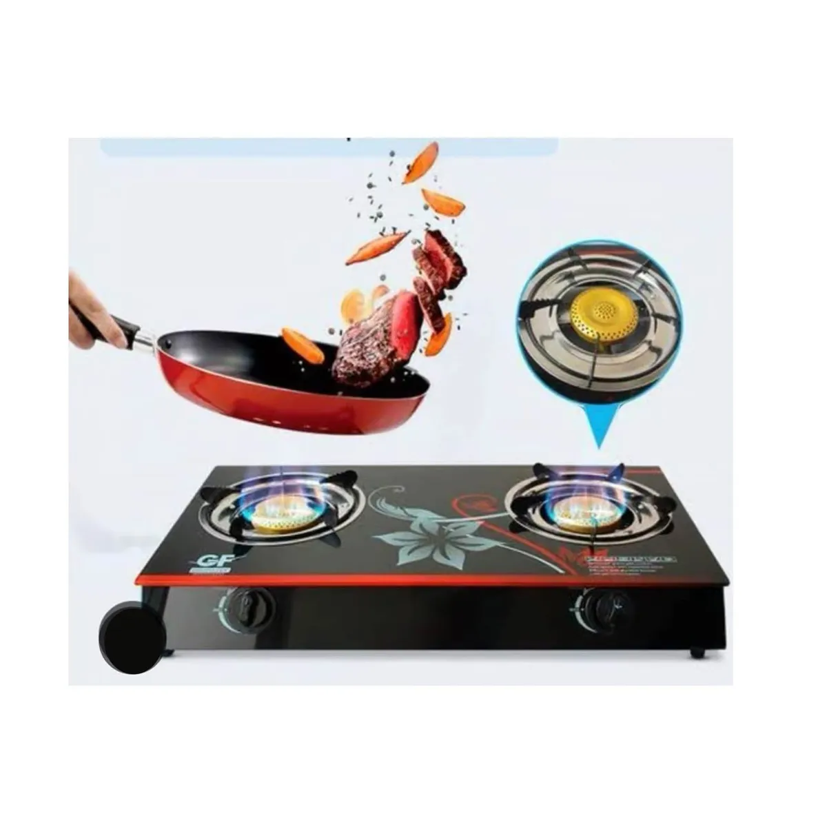 GENERICO - Cocina de mesa a Gas de 2 Hornillas vitrocerámico