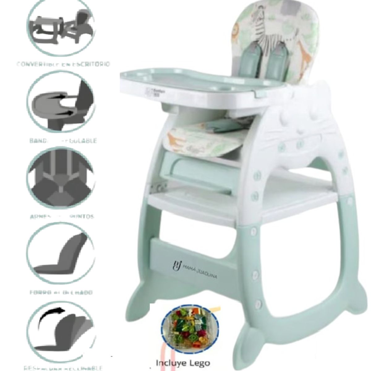 CONFORT - Silla De Comer Escritorio GATITO DELUXE 3 en 1 + Lego