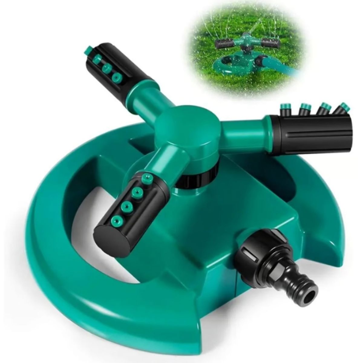GENERICO - Regador Aspersor 3 Brazos 12 Boquillas Rociador de Jardín Cesped 360°