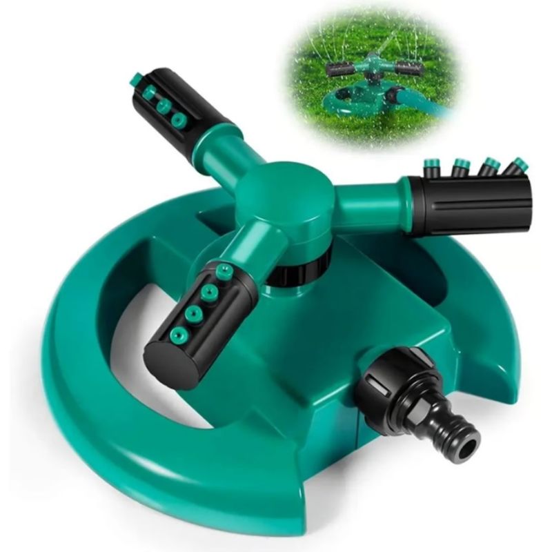 GENERICO - Regador Aspersor 3 Brazos 12 Boquillas Rociador de Jardín Cesped 360°