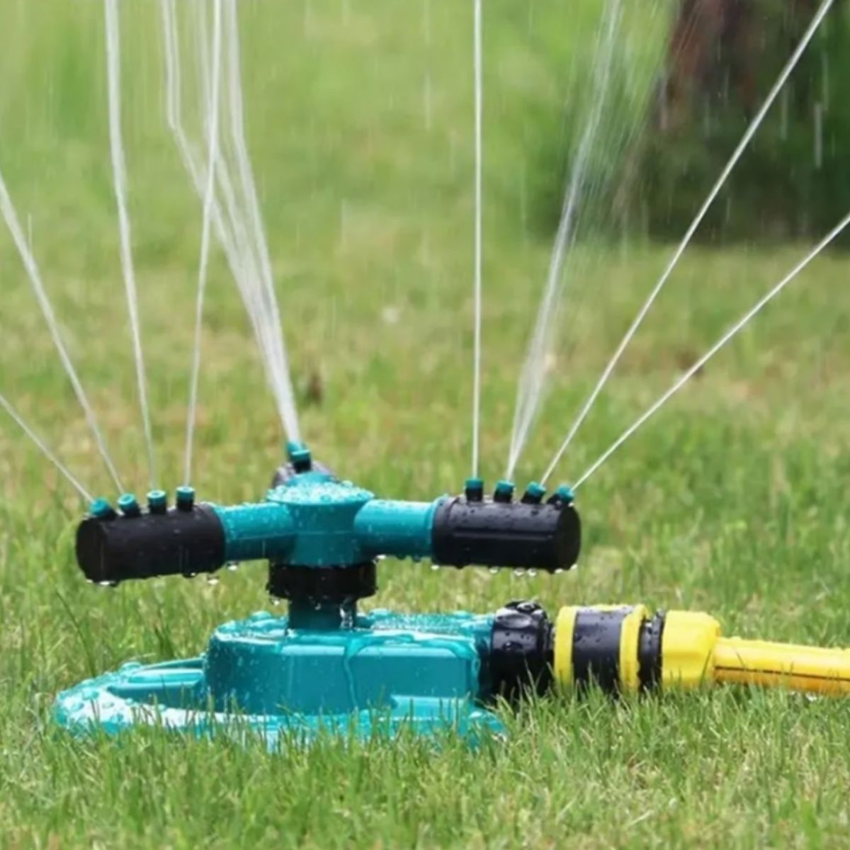 GENERICO - Regador Aspersor 3 Brazos 12 Boquillas Rociador de Jardín Cesped 360°