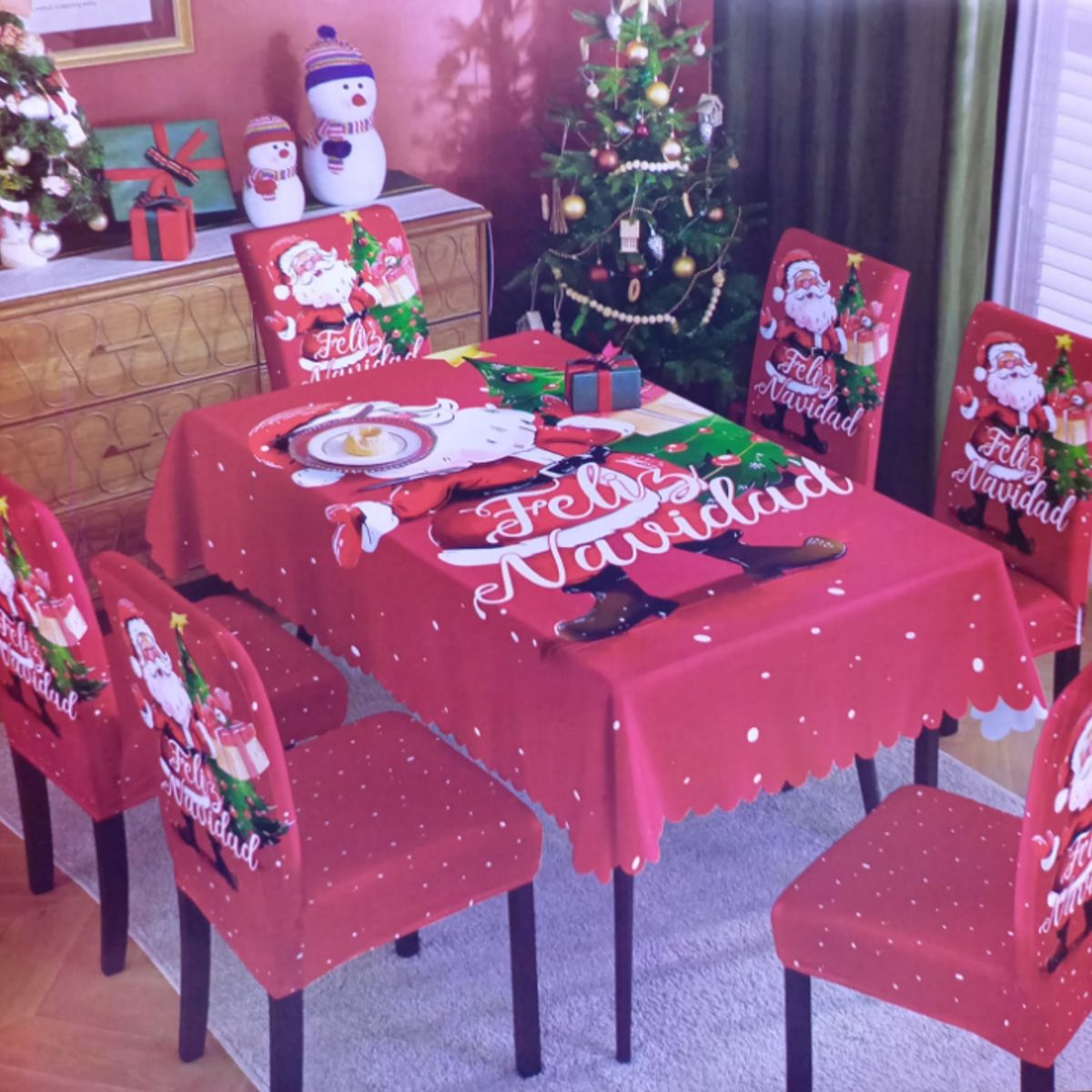 GENERICO - Juego de Mantel con 6 Fundas de Silla