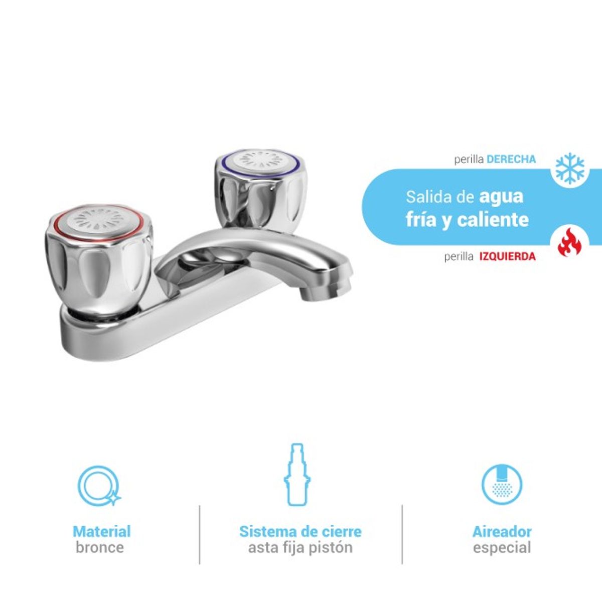 ITALGRIF - Mezcladora 4″ para Lavatorio Vallarta Cromado Italgrif