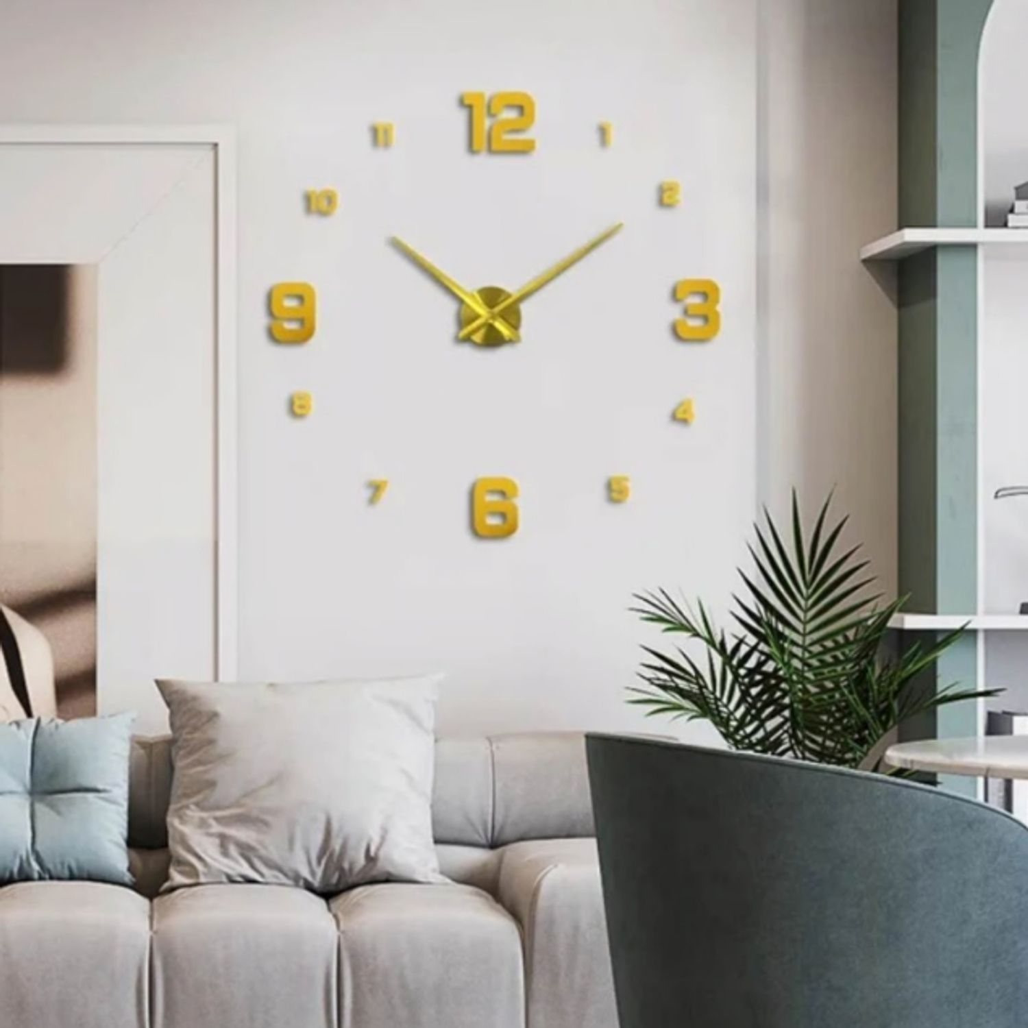 Reloj 3D Grande con Relieve Decorativo Moderno de Casa Habitacion