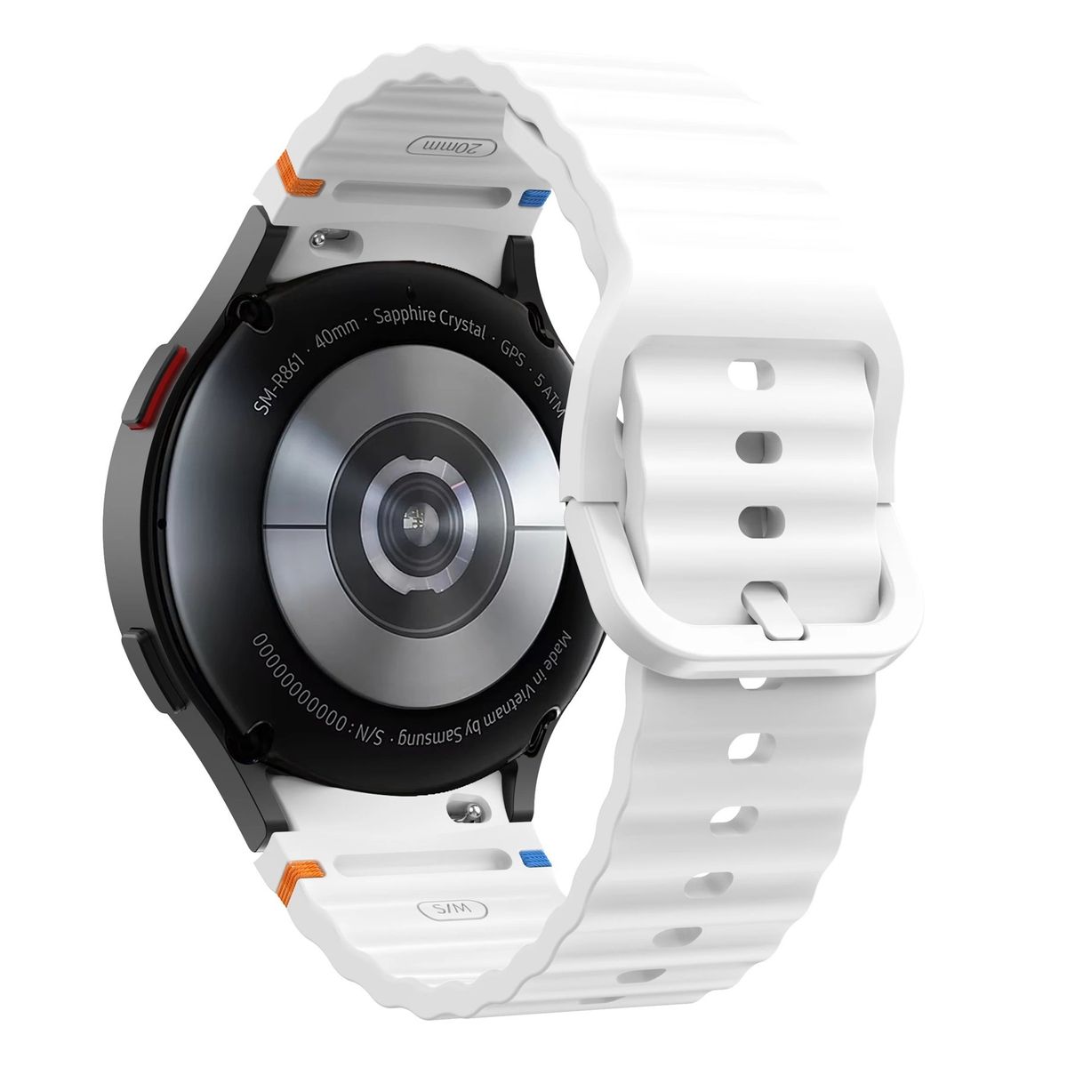 GENERICO - Correa Silicona Sport para SAMSUNG WATCH 5 - 5 PRO - Blanco