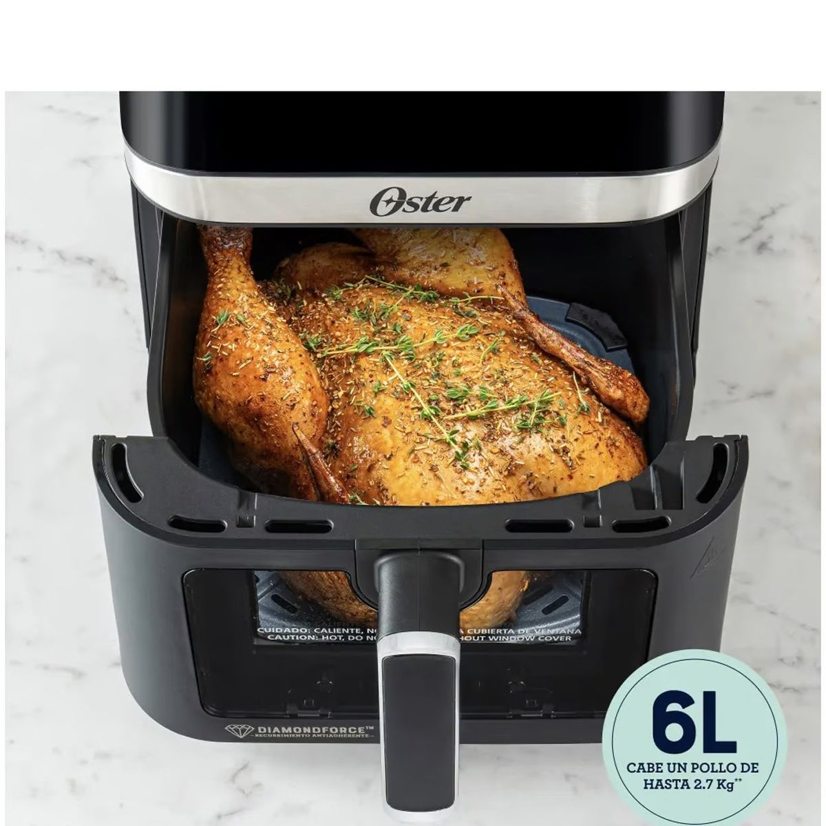 OSTER - Freidora de Aire Digital Oster CKSTAF60WDD con Ventana y Luz  6Lts