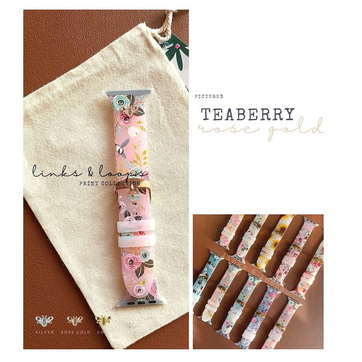 GENERICO - Correa Para Applewatch Y Watch Flower 38-40-41mm Teaberry